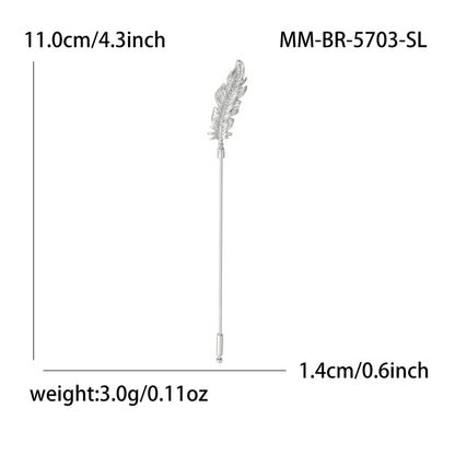 Beaut&Berry Luxury Glossy Feather Brooches for Women Unisex Creative Pins Casual Party Jewelry Accessories Gifts Decoration