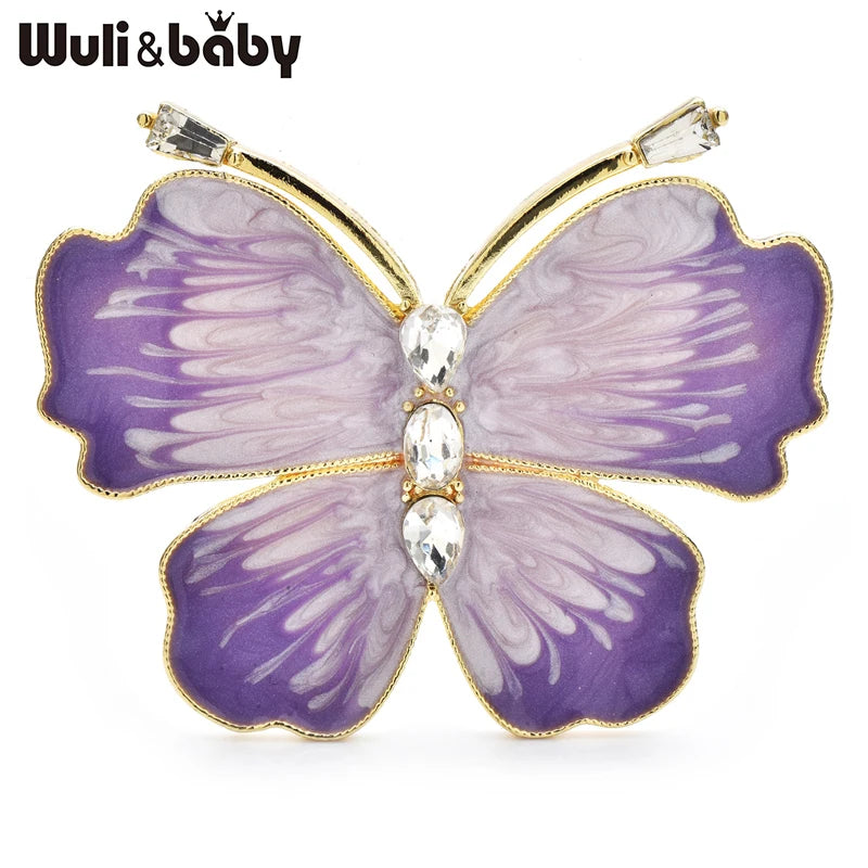 Wuli&baby Beautiful Enamel Butterfly Brooches For Women Unisex 2-color Insects Party Office Brooch Pins Gifts