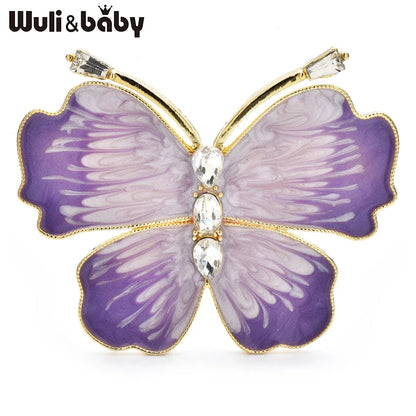 Wuli&baby Beautiful Enamel Butterfly Brooches For Women Unisex 2-color Insects Party Office Brooch Pins Gifts