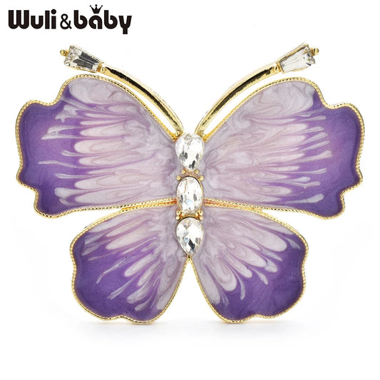 Wuli&baby Beautiful Enamel Butterfly Brooches For Women Unisex 2-color Insects Party Office Brooch Pins Gifts