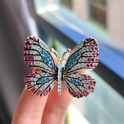 Classic Rhinestone Butterfly Brooches For Women Vintage Beauty Casual Brooch Pins Clothing Accessories Party Wedding Gifts