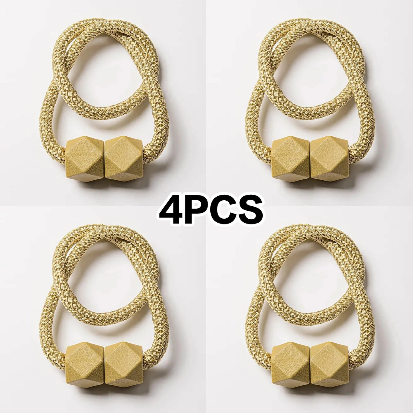4pcs Curtain Tiebacks with Strong Magnet Thick Rope Design for Bedroom Living Room Kitchen Durable Plastic Home Decor Accessory