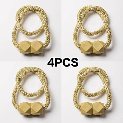 4pcs Curtain Tiebacks with Strong Magnet Thick Rope Design for Bedroom Living Room Kitchen Durable Plastic Home Decor Accessory