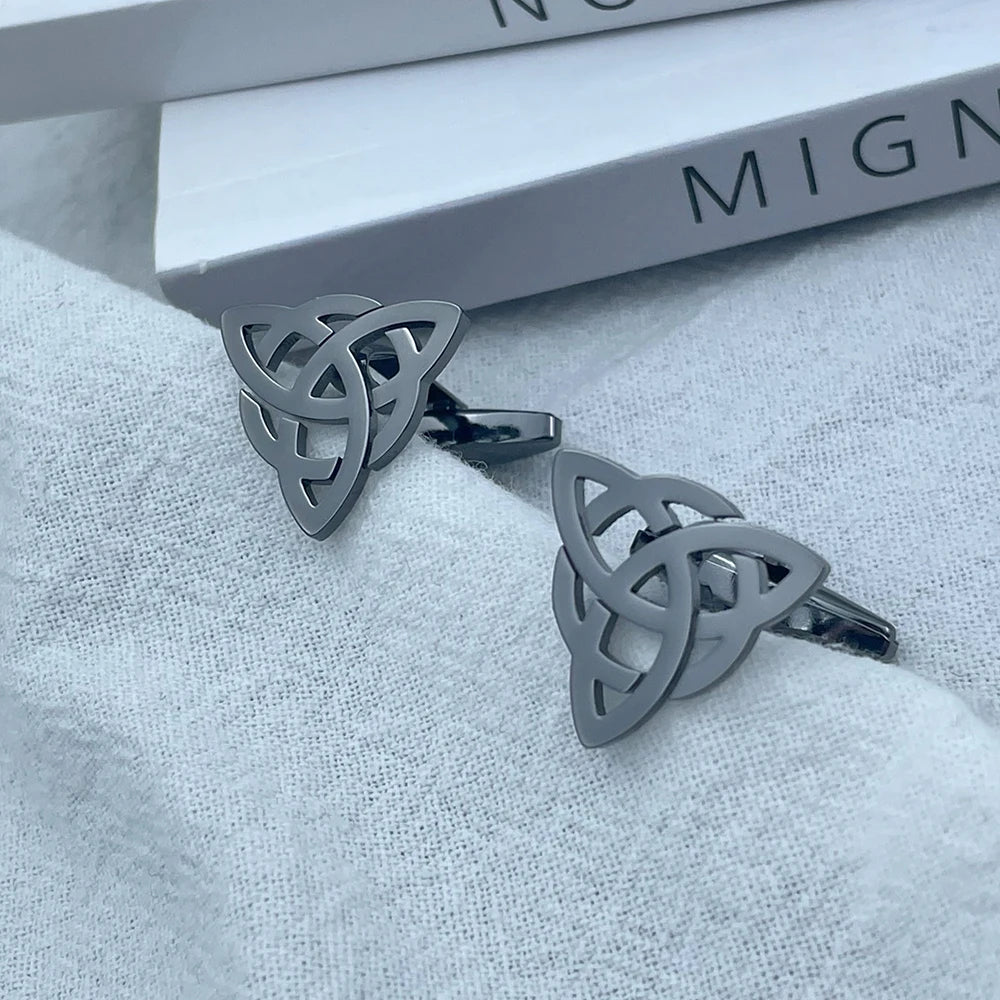 Men's Cufflinks Triangular Cuff Links Silvery Suit Shirt Cufflink for Men Stainless Steel Jewelry Accessories Retro Party Gifts