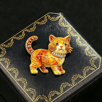 Baroque Luxury Cartoon Cat Animal Design Brooches for Men and Women, Jewelry, Fashion Accessories, Wedding, Holiday, Party Gifts