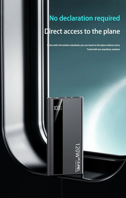 Lenovo 200000mAh Powerbank 120W Super Fast Charging Portable Battery Charger Ultra Capacity LED Digital Display For IPhone