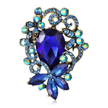 Beaut&Berry Luxury Crystal Glass Flower Brooches for Women Unisex Rhinestone Pins Casual Party Jewelry Accessories Gifts