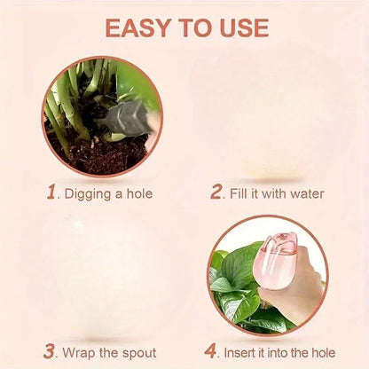Pink tulip plant watering balls, suitable for indoor and outdoor plants, automatic plant drippers, and automatic watering