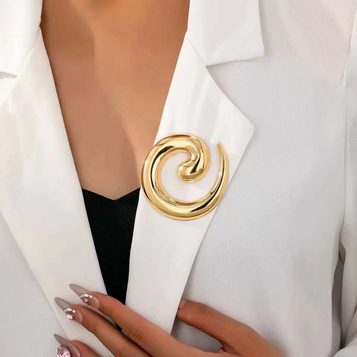 Wuli&baby Stainless Steel Geometric Brooches For Women 2-color Simple Style Brooch Pins Gifts