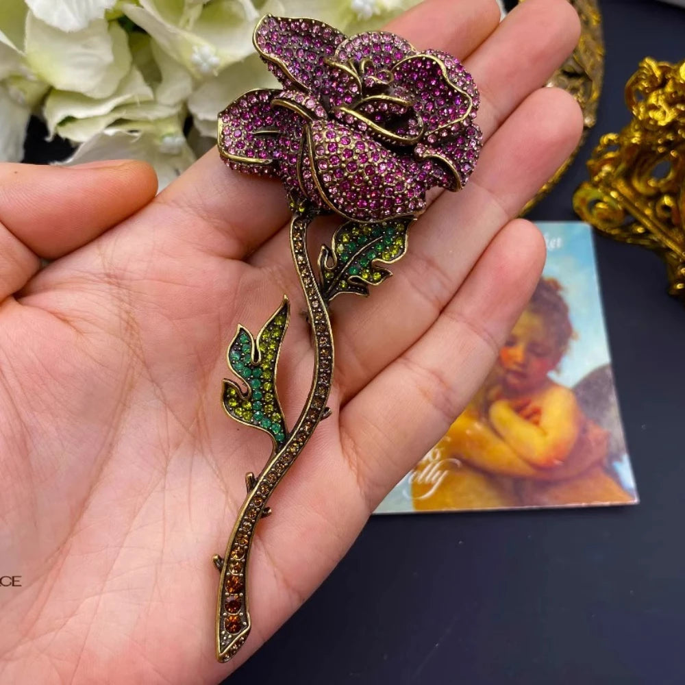 Baroque Luxury Beautiful Roses Sunflower Design Men's Women's Brooch Pins，Jewelry Accessories, Wedding Holiday Party Favors