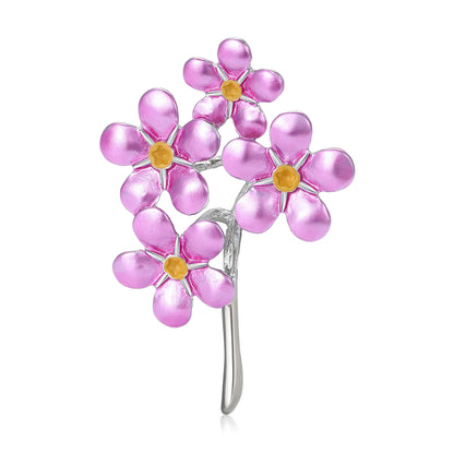 Beaut&Berry Trendy Forget Me Not Blue Flower Brooches for Women Unisex Enamel Plant Pins Casual Party Accessories Gifts Friends