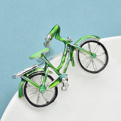 Wuli&baby Lovely Bicycle Brooches For Women Unisex Enamel Tassel Bike Party Casual Brooch Pins Gifts