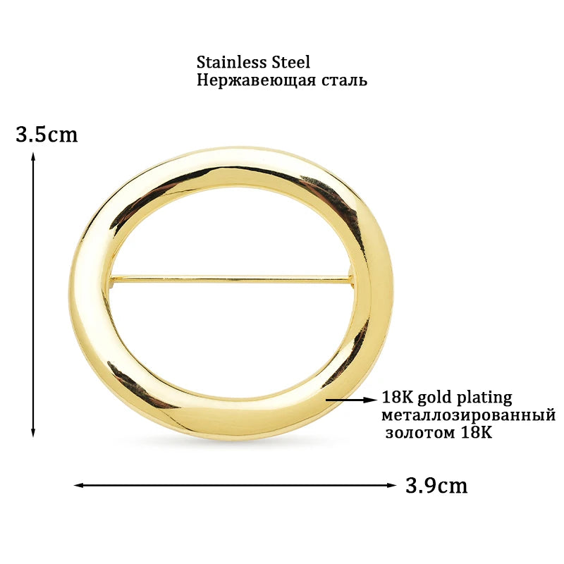 Wuli&baby Alloy Circle Brooches For Women Unisex 2-color Simple Style Party Office Brooch Pins Gifts