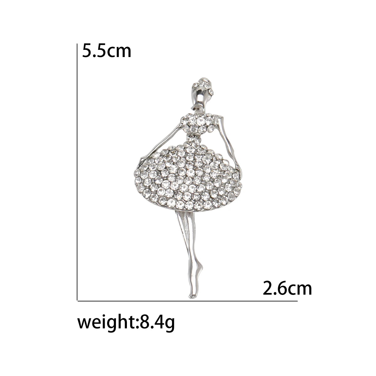 Rhinestone Ballerina Brooches for Women Acrylic Elf Pins Pearl Girls Accessories Office Party Friend Gifts