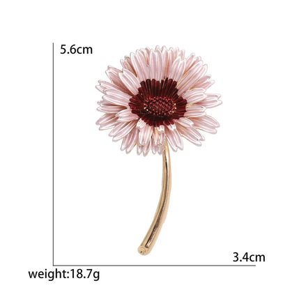 Enamel Chrysanthemum Pin for Women Sunflower Brooches Flower Leaf Pins Banquet Party Backpack Gifts Jewelry Accessories