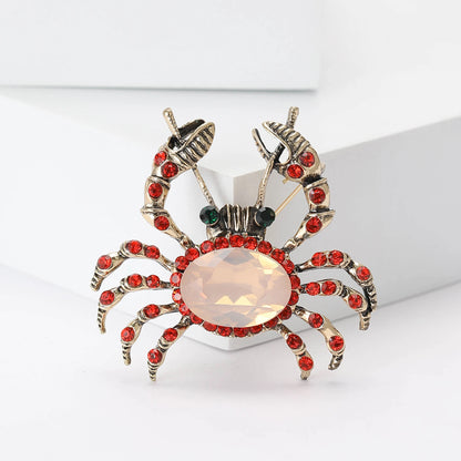 Enamel Rhinestone Crab Brooches For Women Unisex Animal Pins Multi-color Available Casual Party Accessories Gifts