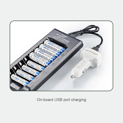 USB Output 8 Slots Fast Charging Short Circuit Protection for 1.2V NiMH AAA/AA Batteries Charger Rechargeable Battery Charger