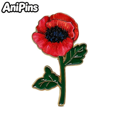 AniPins Cute Flower Pins 7-design Enamel Orchid Lilac Flower Metal Brooch Pin On Backpack Clothes Lapel Badge Friends Gifts