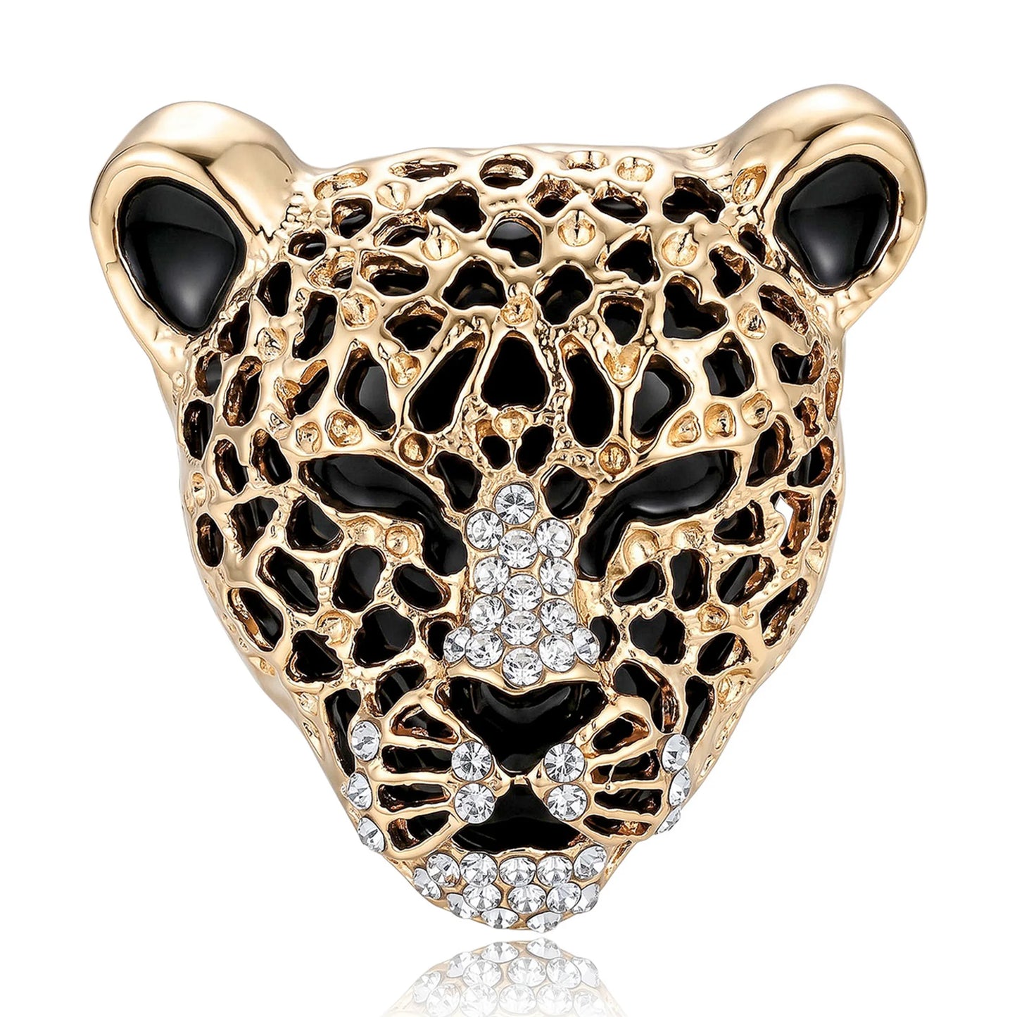 Beaut&Berry Classic Enamel Leopard Head Brooches for Women Unisex Animal Pins Casual Party Jewelry Accessories Gifts Decoration