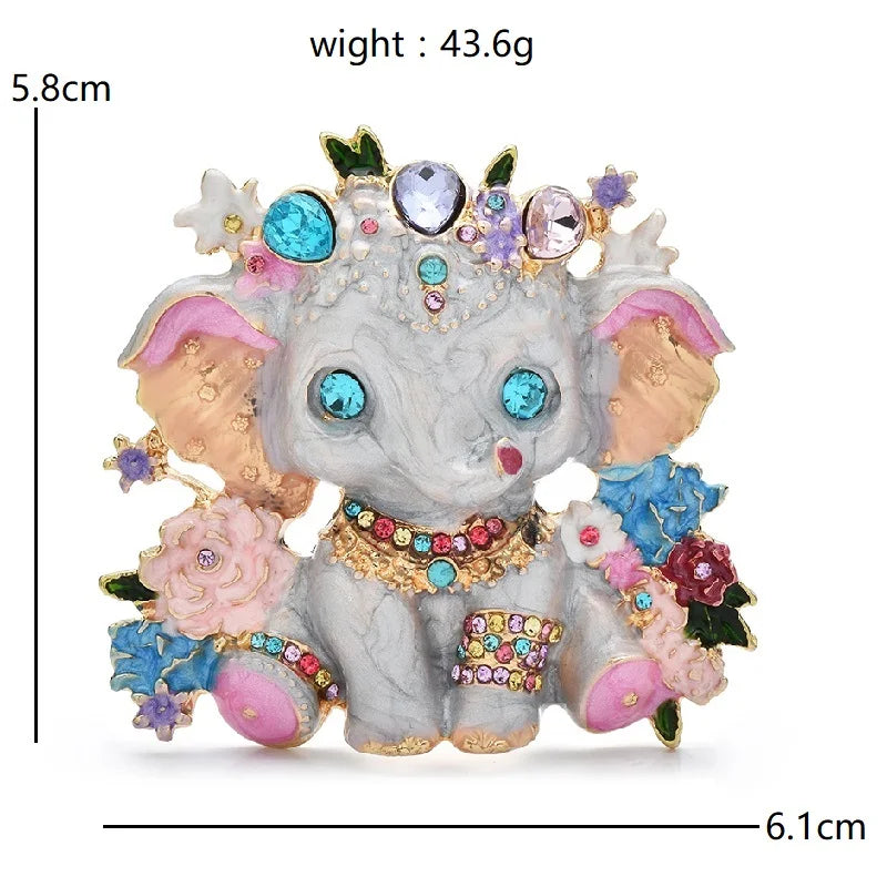 Wuli&baby Lovely Enamel Elephant Brooches Metal Beautiful Cartoon Animal Brooch For Women's Clothes Backpack Pins Badge Gifts