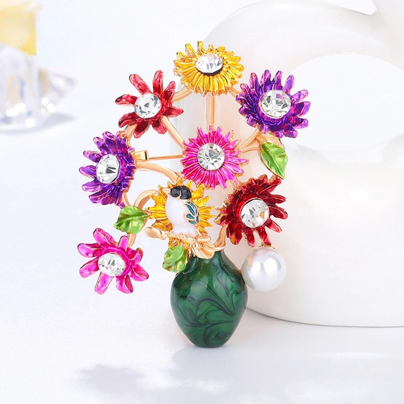 SHMIK High-end Women Girls Fashion Elegant Crystal Daisy Brooch Badges Fashion Exquistie Lady Wedding Party Pin Jewelry Buckles