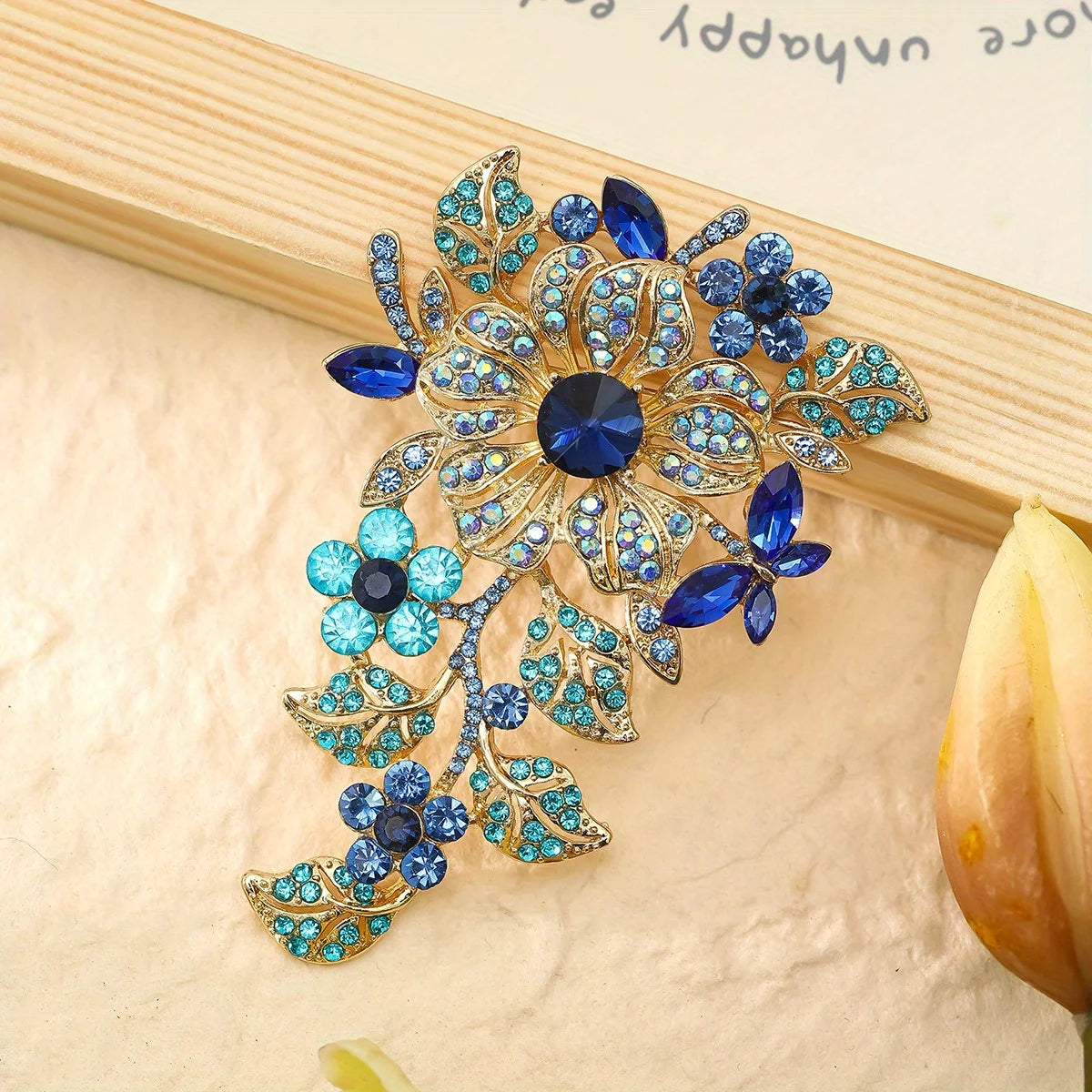 Luxury Full Crystal Exaggerated Broocch Badges For Women Men Elegant Rhinestone Waterdrop Pin  Lady Clothing Coat Corsages
