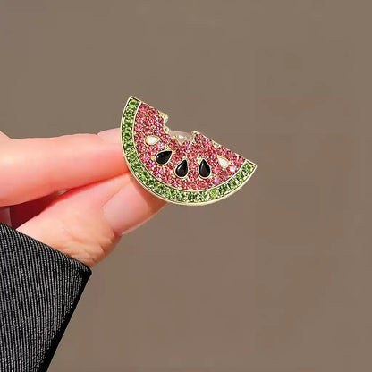 Crystal Rhinestone Watermelon Brooch Fruit Lapel Pin Fashion Clothing Accessories Jewelry Badge Gift