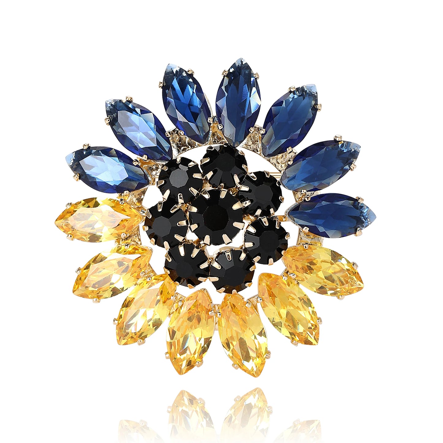 Beaut&Berry Ear of Wheat Brooches for Women Rhinestone Blue and Yellow Plant Pins 5-Color Unisex Casual Accessories Gifts