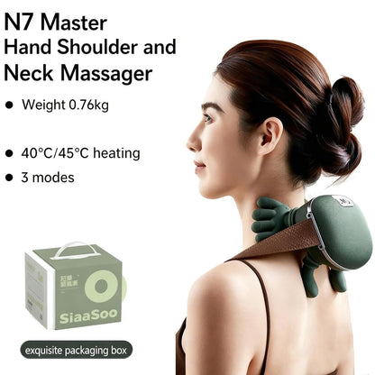 Hand-Like Neck & Shoulder Massager with 4D Kneading and Heat – Portable Massage Device for Back, Legs, and Neck Relaxation (Forest Green)