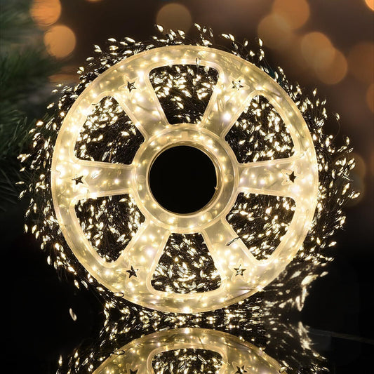 300 LED Warm White Fairy String Lights, 9m Black Wire, Battery-Operated, IP44 Waterproof, Timer Function for Christmas Bedroom Wreath Decor (Batteries Not Included)