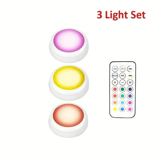 6 Pack RGBW LED Cabinet Lights, Remote Control, Battery Powered