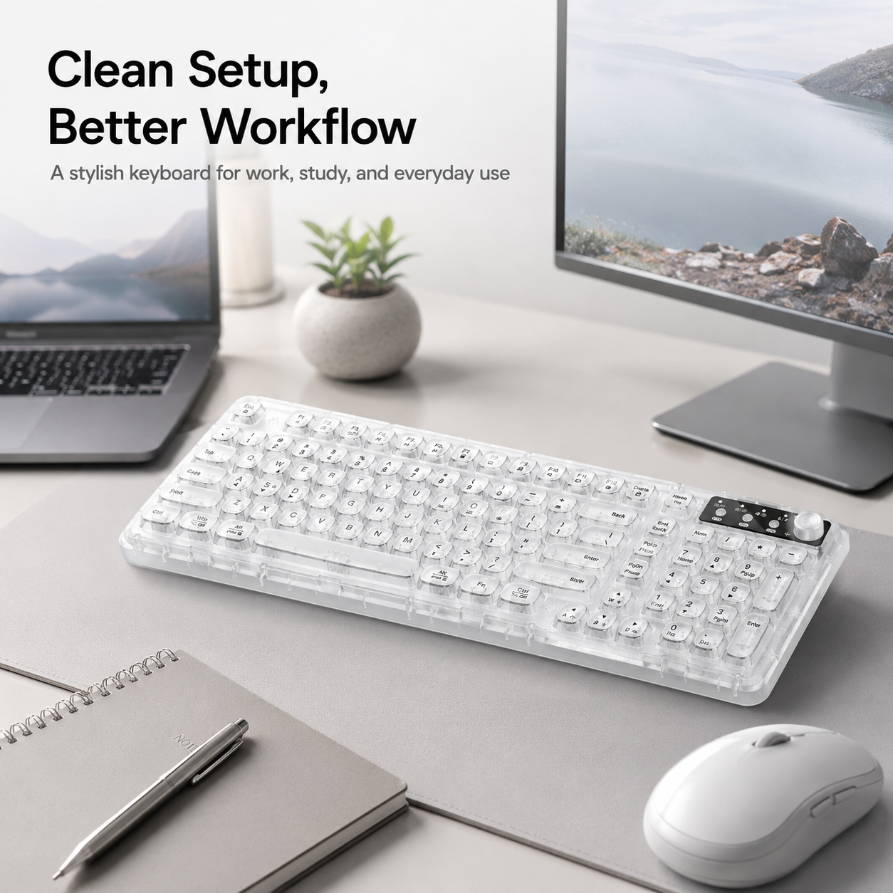Tri-Mode Wireless Mechanical Keyboard, Bluetooth 5.0/2.4G/USB-C, 96% Layout RGB Backlit Keyboard, Hot Swappable Quiet Switch, Programmable Keys, Multi-Device for PC Mac iOS Android,Nebula Purple