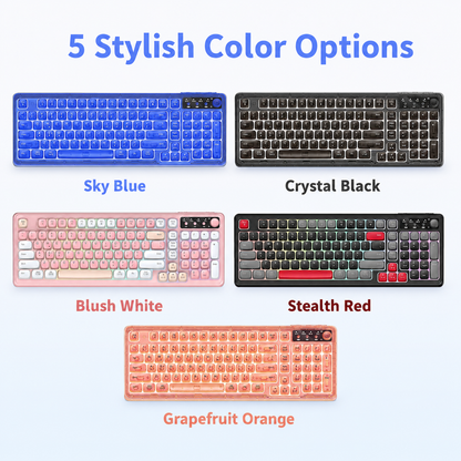 Tri-Mode Wireless Mechanical Keyboard, Bluetooth 5.0/2.4G/USB-C, 96% Layout RGB Backlit Keyboard, Hot Swappable Quiet Switch, Programmable Keys, Multi-Device for PC Mac iOS Android,Nebula Purple