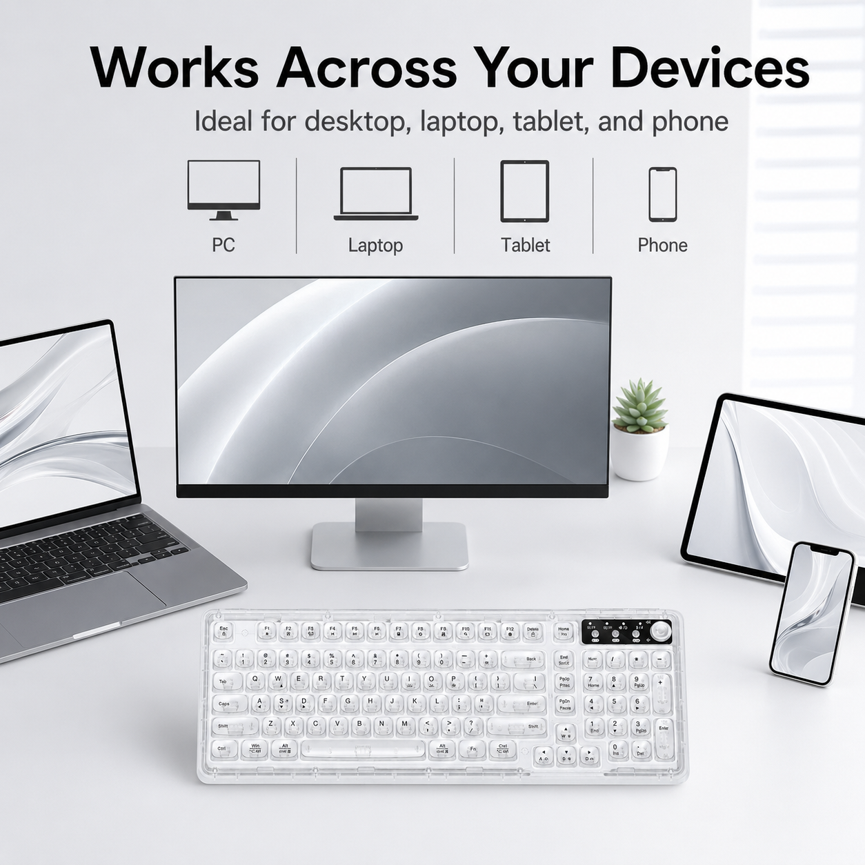 Tri-Mode Wireless Mechanical Keyboard, Bluetooth 5.0/2.4G/USB-C, 96% Layout RGB Backlit Keyboard, Hot Swappable Quiet Switch, Programmable Keys, Multi-Device for PC Mac iOS Android,Nebula Purple
