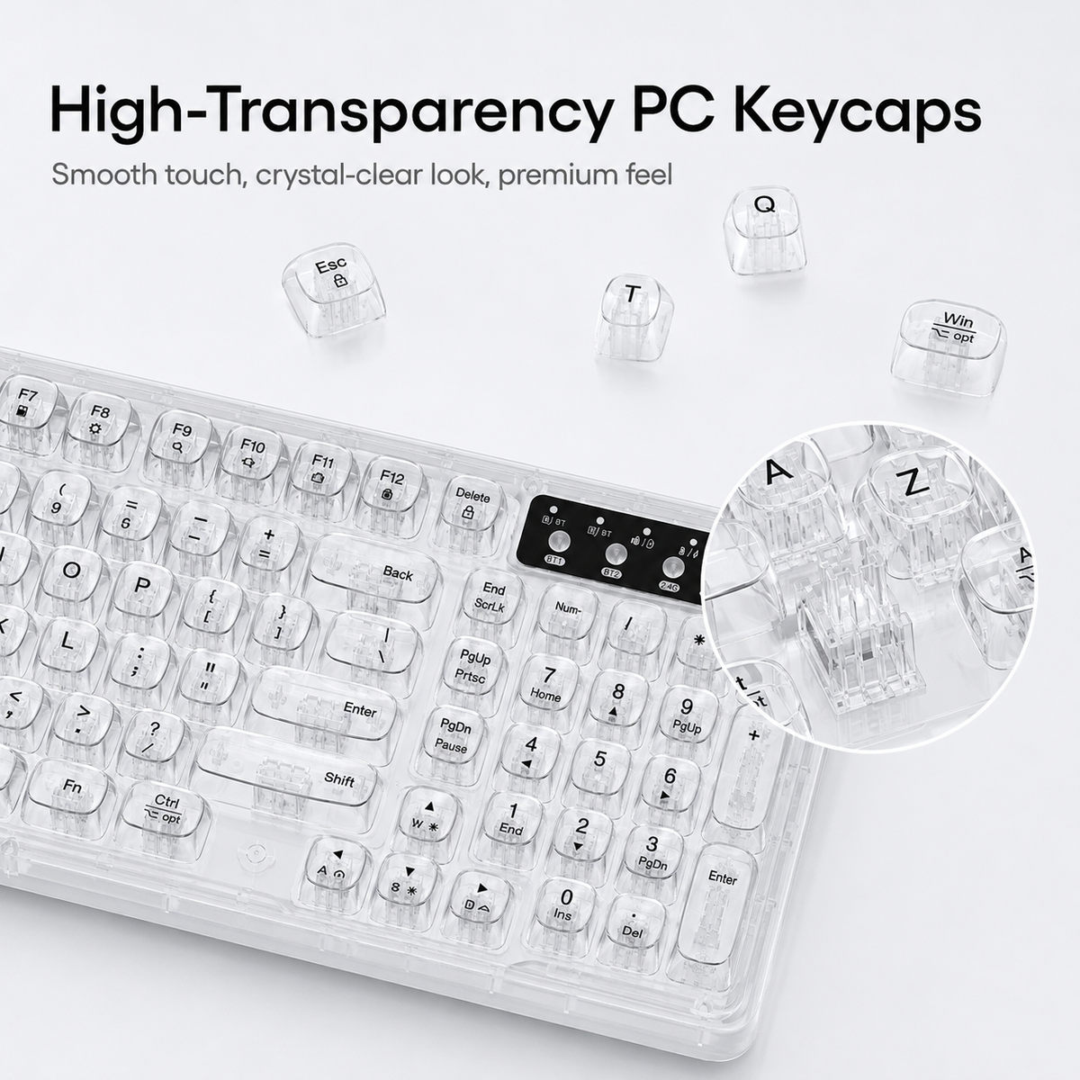 Tri-Mode Wireless Mechanical Keyboard, Bluetooth 5.0/2.4G/USB-C, 96% Layout RGB Backlit Keyboard, Hot Swappable Quiet Switch, Programmable Keys, Multi-Device for PC Mac iOS Android,Nebula Purple