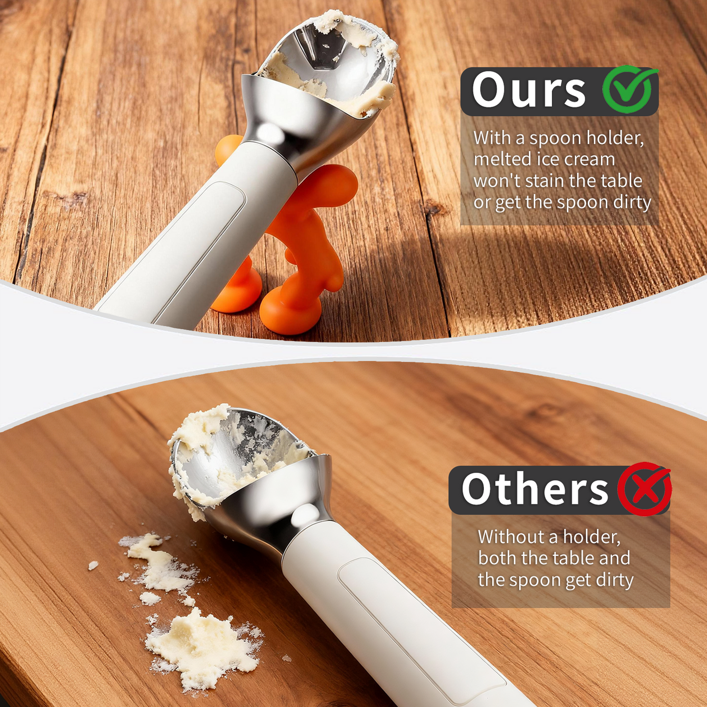 Heated Ice Cream Scoop, Rechargeable Electric Warming Scooper, Heats to for Hard Ice Cream, Waterproof, Easy for Seniors & Kids (White，17.8*4.3cm)