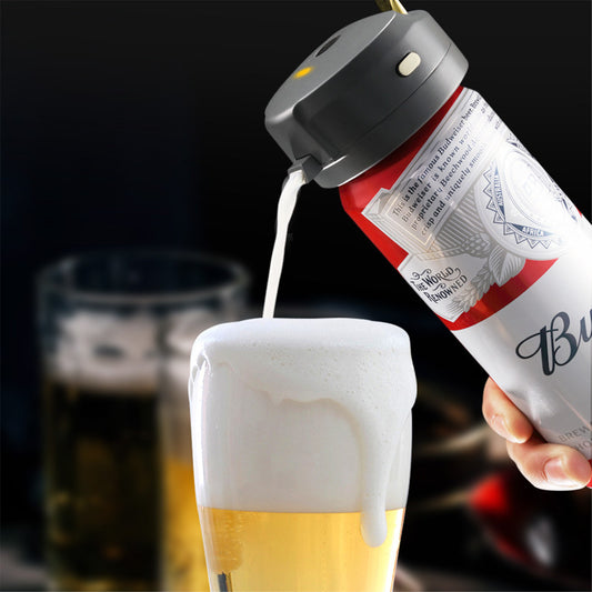Portable Ultrasonic Beer Foam Maker - Clip-On Canned Beer Dispenser for Creamy Head - Battery Operated Bar Accessory
