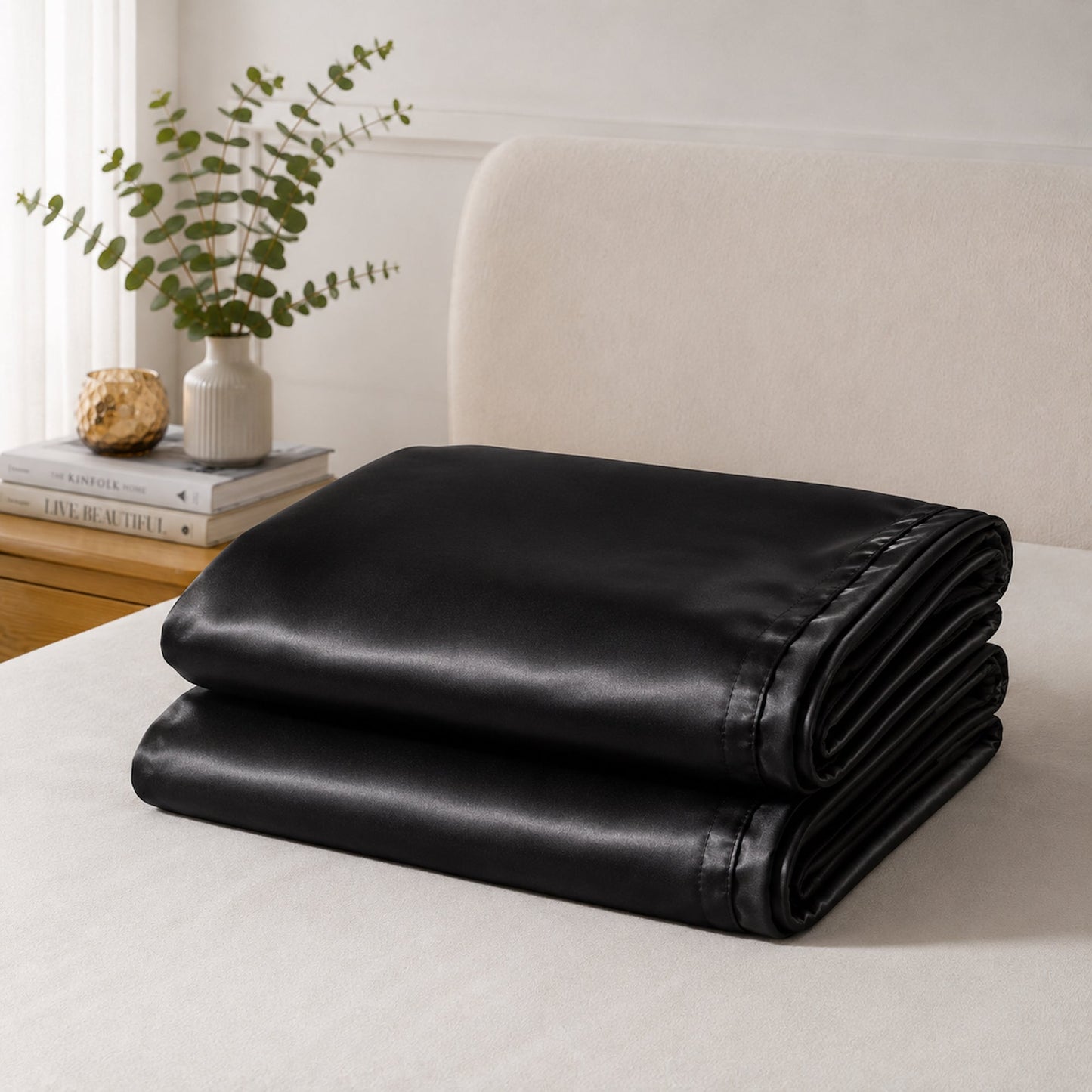 Satin Pillowcase Set - Black
