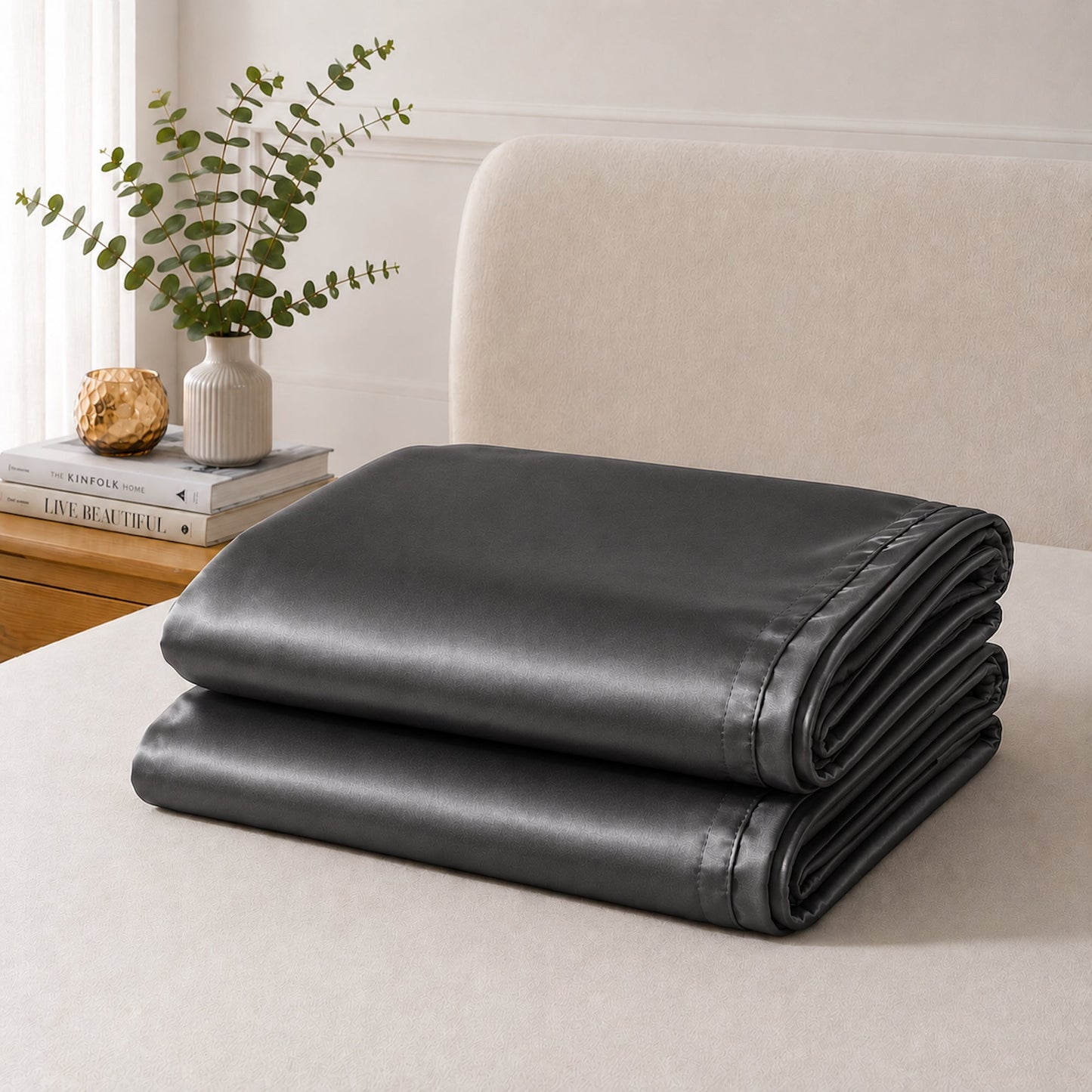 Satin Pillowcase Set - Charcoal
