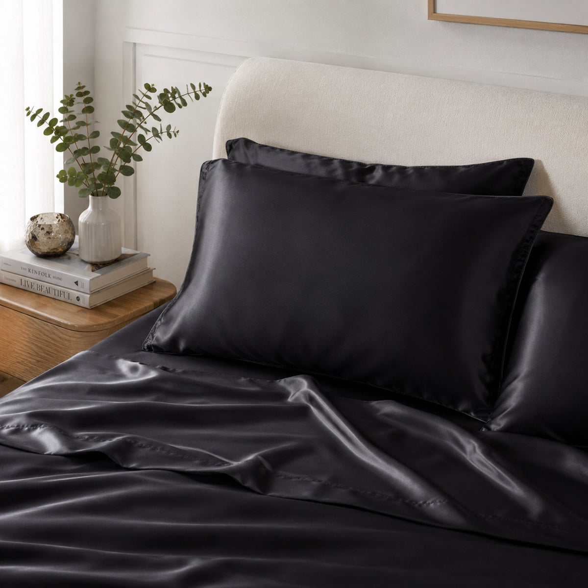 Satin Pillowcase Set - Charcoal
