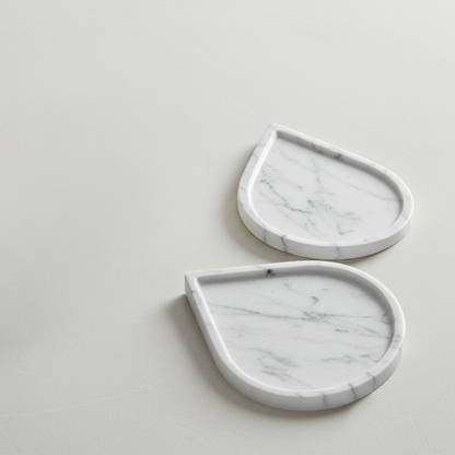 White Marble Raindrop Coaster Set