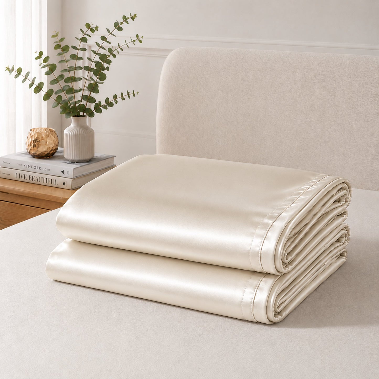 Satin Pillowcase Set - Ivory Cream