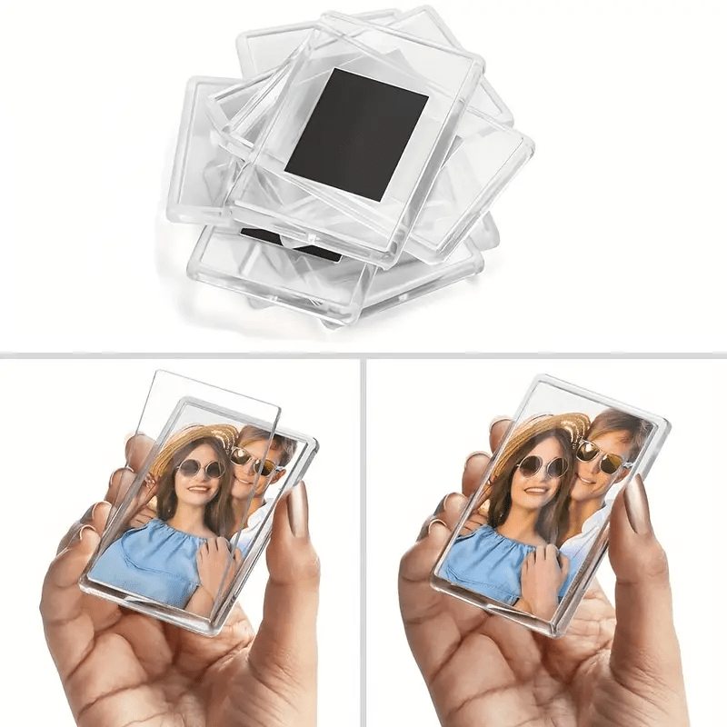 5pcs Magnetic Photo Frames - Clear Refrigerator Magnets with Strong Hold, Transparent/Translucent Acrylic-like appearance for Fridge, Cabinet, Office - Perfect Gift for Family, Friends, Home Decor - Vertical Portrait Orientation for Single Pictu