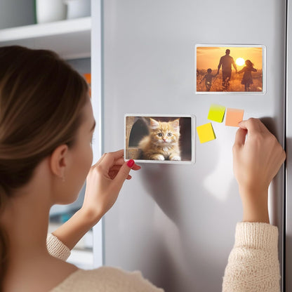 5pcs Magnetic Photo Frames - Clear Refrigerator Magnets with Strong Hold, Transparent/Translucent Acrylic-like appearance for Fridge, Cabinet, Office - Perfect Gift for Family, Friends, Home Decor - Vertical Portrait Orientation for Single Pictu