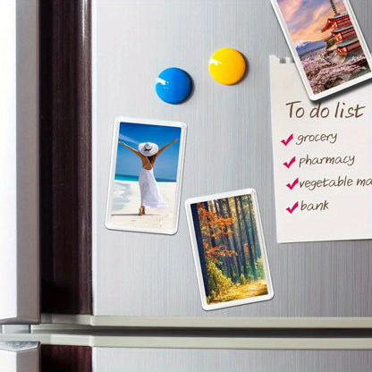5pcs Magnetic Photo Frames - Clear Refrigerator Magnets with Strong Hold, Transparent/Translucent Acrylic-like appearance for Fridge, Cabinet, Office - Perfect Gift for Family, Friends, Home Decor - Vertical Portrait Orientation for Single Pictu
