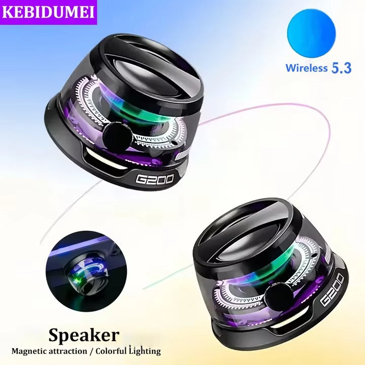 2 in1 Portable Bluetooth Speaker G200 RGB Lighting Magnetic Speaker BT5.3 Mini Sound Box Playback Phone Holder
