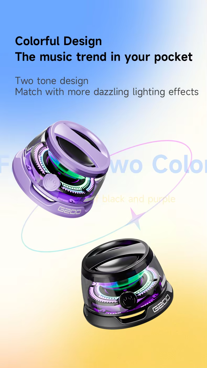 2 in1 Portable Bluetooth Speaker G200 RGB Lighting Magnetic Speaker BT5.3 Mini Sound Box Playback Phone Holder