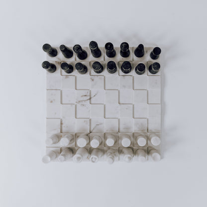White and Grey Marble Chess Set
