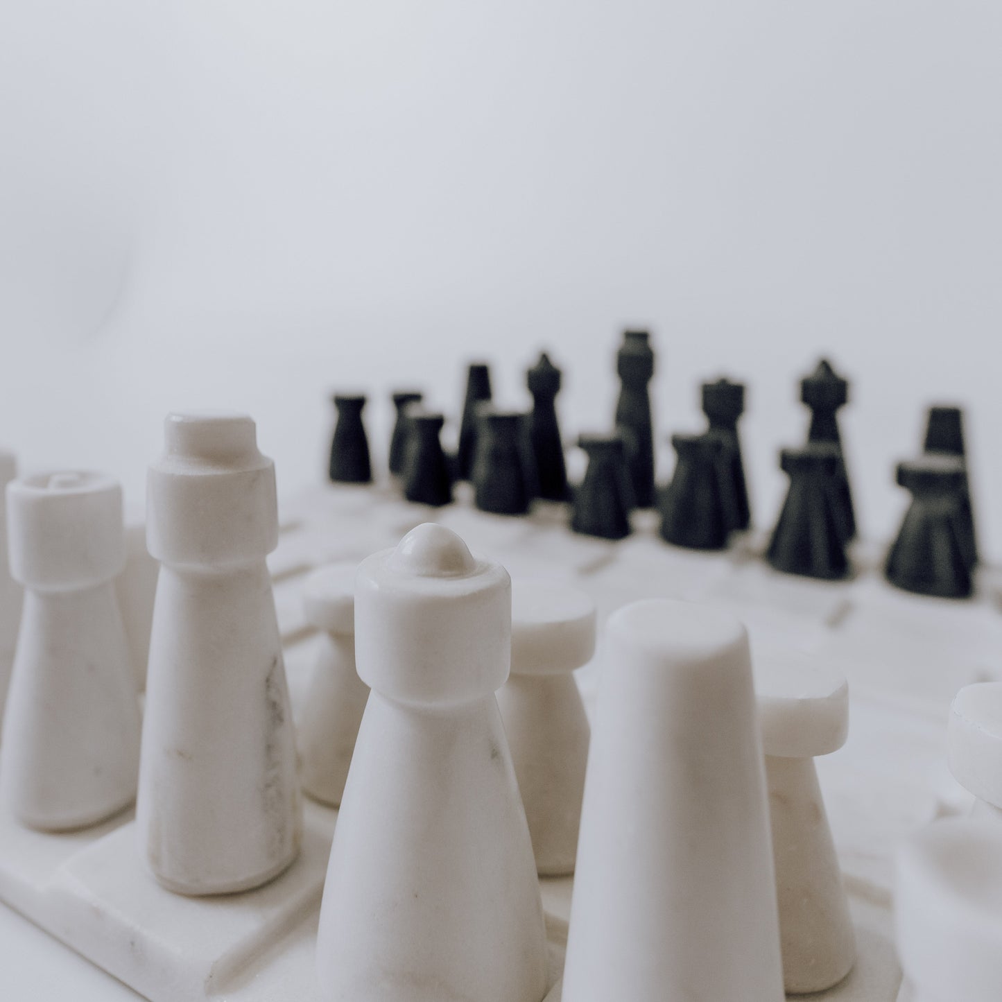 White and Grey Marble Chess Set
