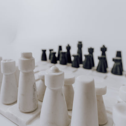 White and Grey Marble Chess Set